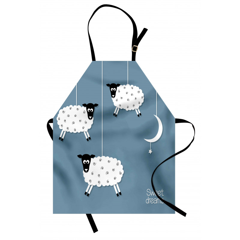 Uyku Mutfak Önlüğü Tatlı Rüyalar Yazılı Ay ve Koyunlar Model