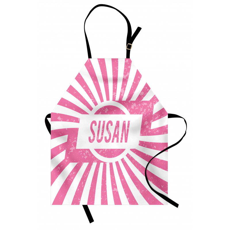 Özel İsim Mutfak Önlüğü Retro Tarzda Şeritli Susan Adı Yazılı