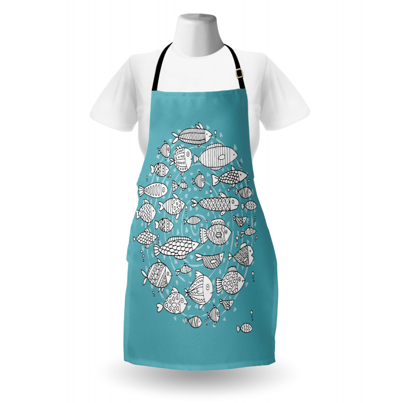 Blue and White Doodle Apron