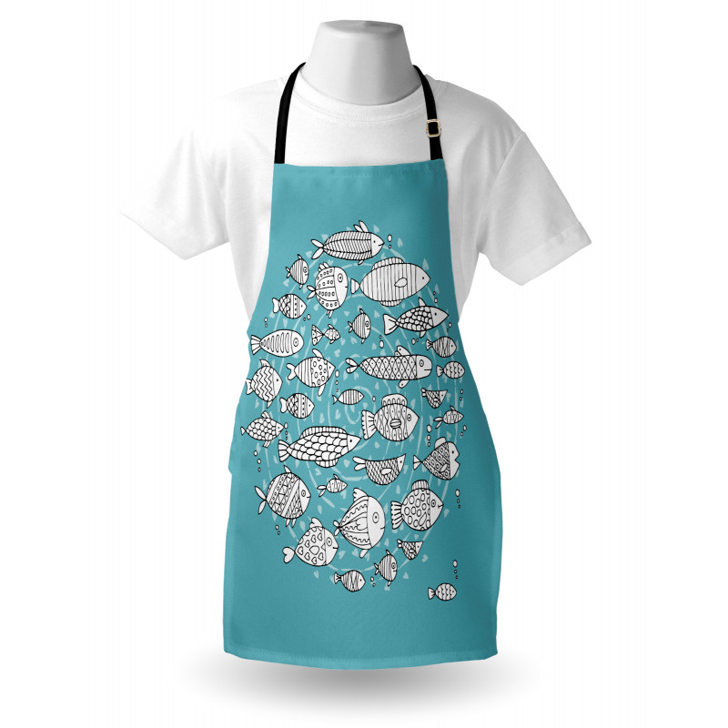 Blue and White Doodle Apron