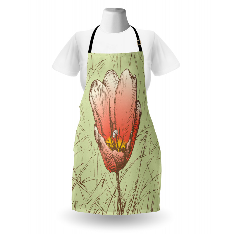 Romantic Flower Sketch Apron