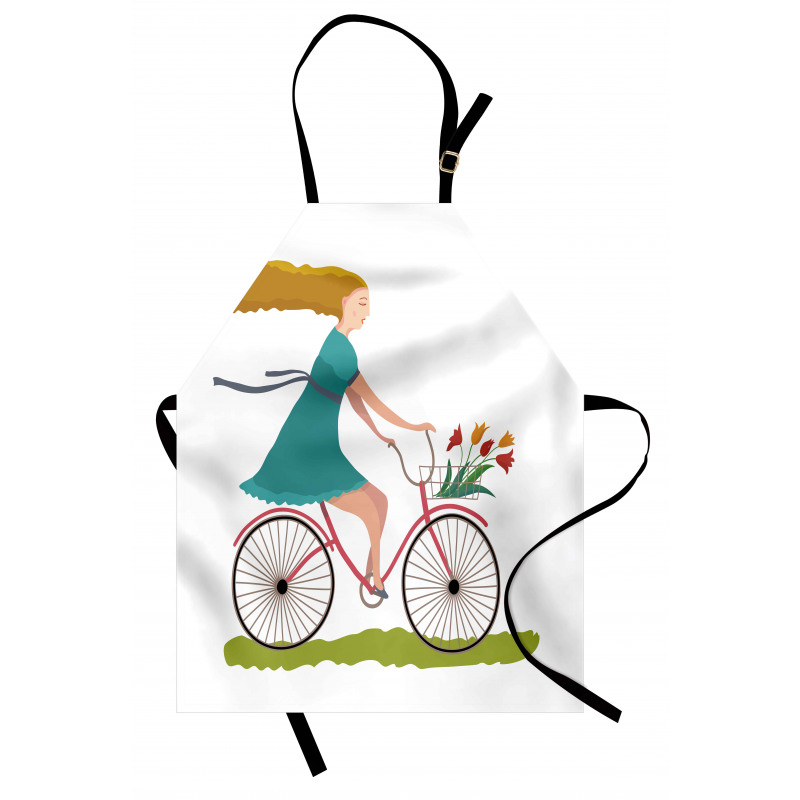 Woman on Bike Tulips Apron