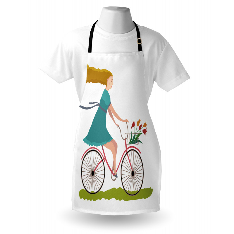 Woman on Bike Tulips Apron