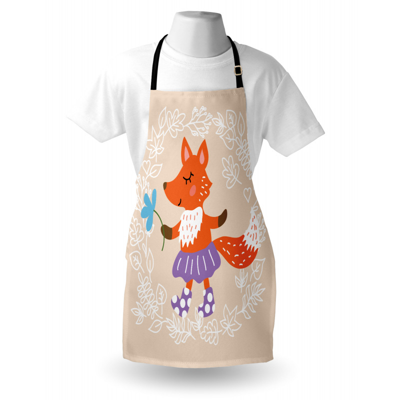 Fox with Clothing Flowers Apron