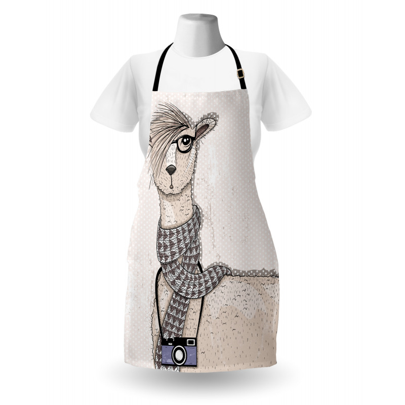 Llama with Glasses Scarf Apron