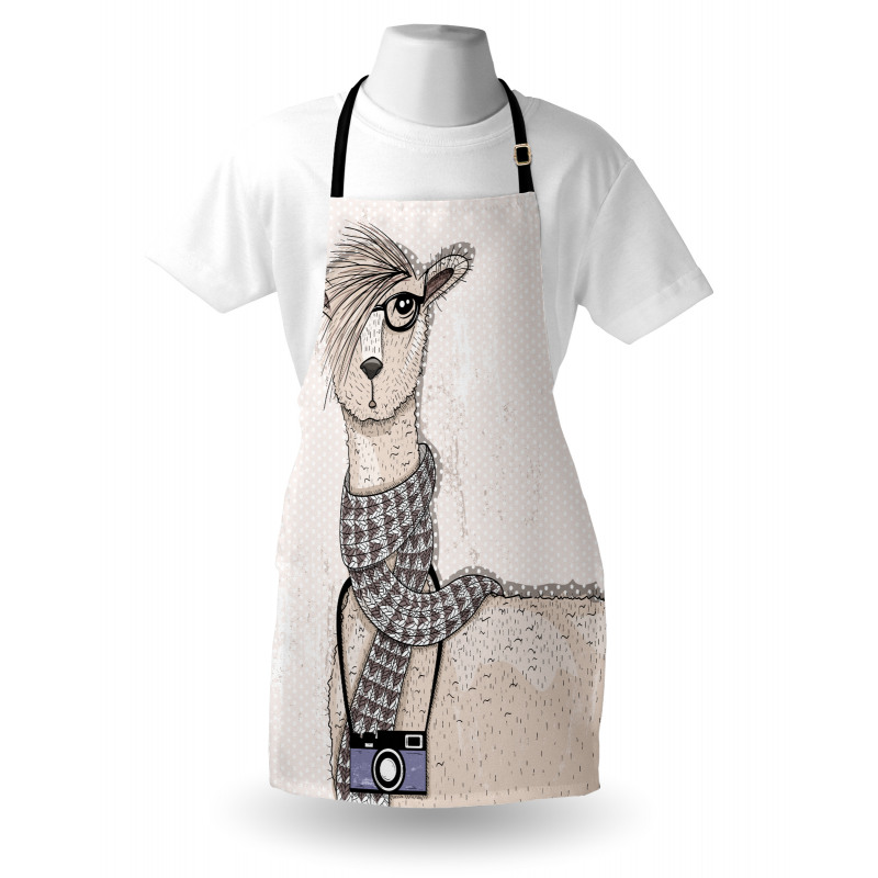 Llama with Glasses Scarf Apron