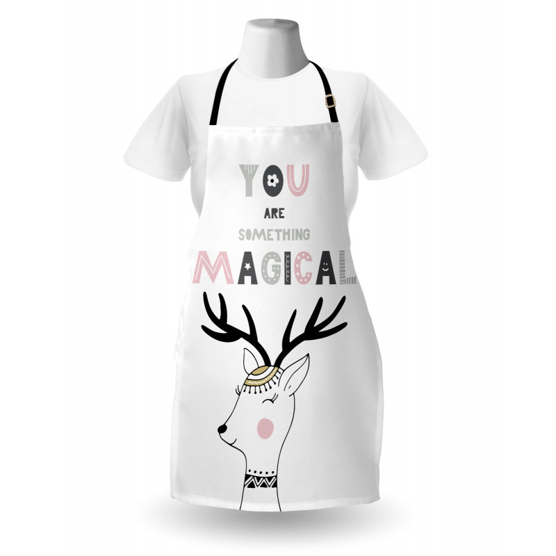 Slogan with Deer Design Apron