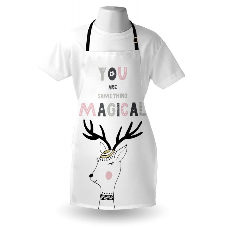 Slogan with Deer Design Apron