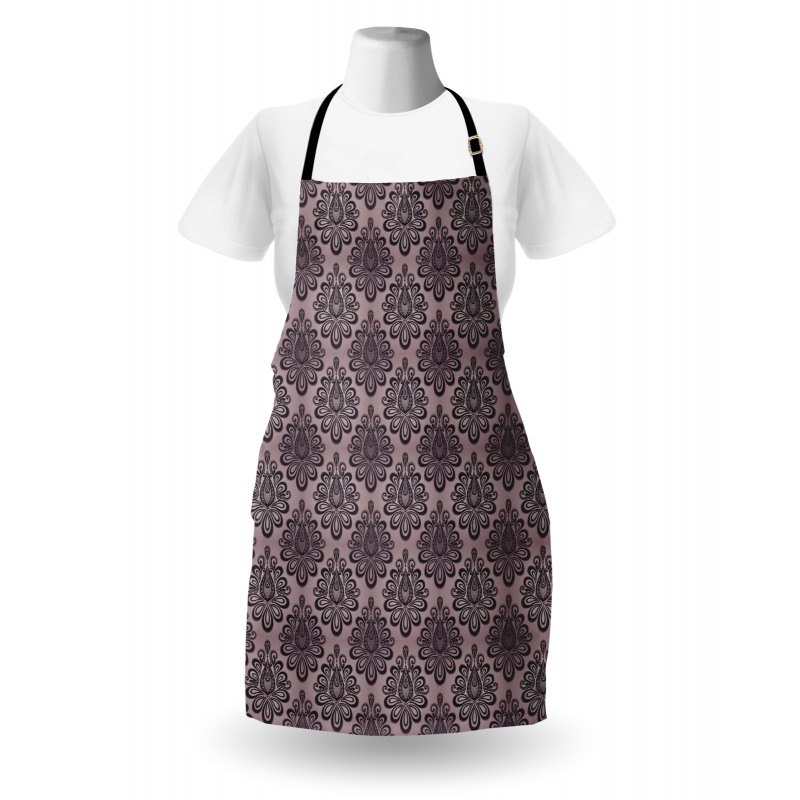 Damask Black Motifs Apron