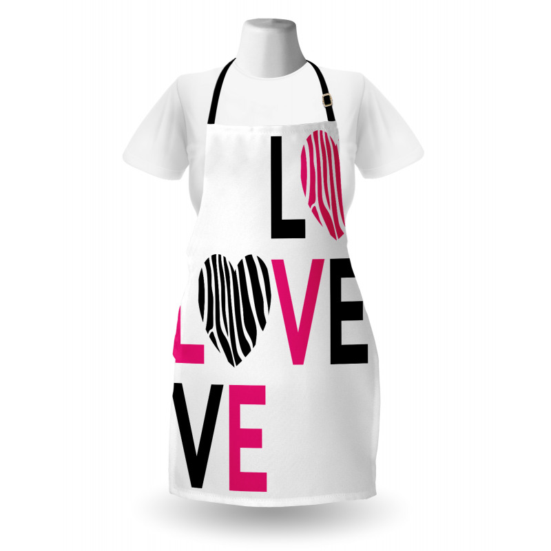 Zebra Stripes Hearts Apron