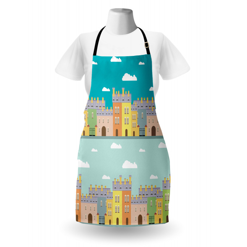 Colorful Cartoon Town Apron