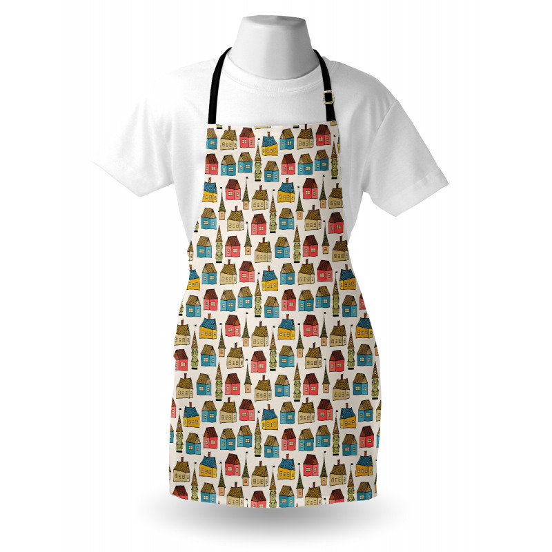 Hand Drawn Cartoon Houses Apron