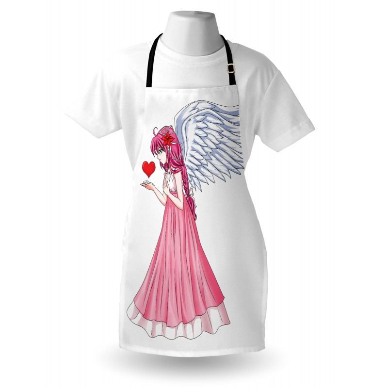 Angel Holding a Red Heart Apron