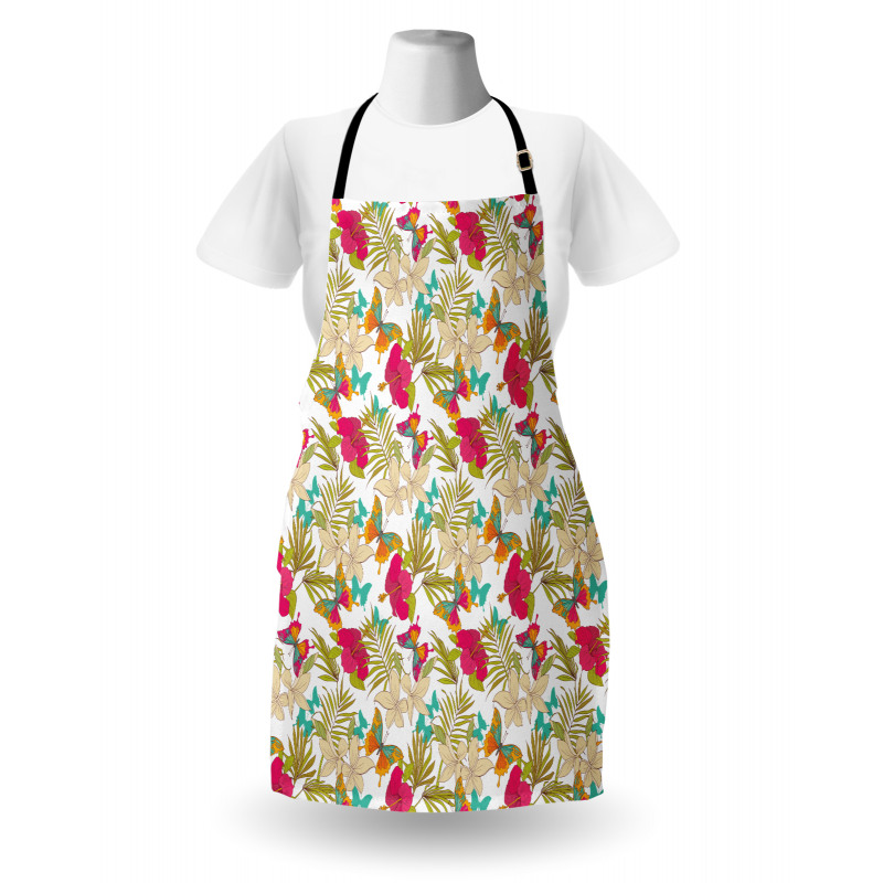 Tropical Flowers Leaves Apron