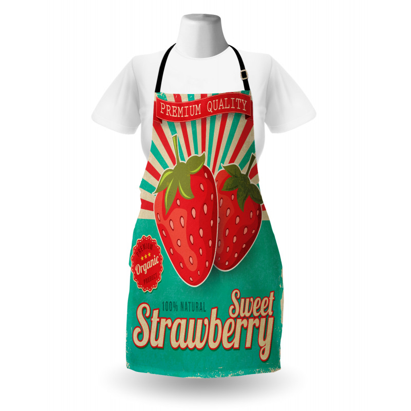 Retro Poster Strawberries Apron