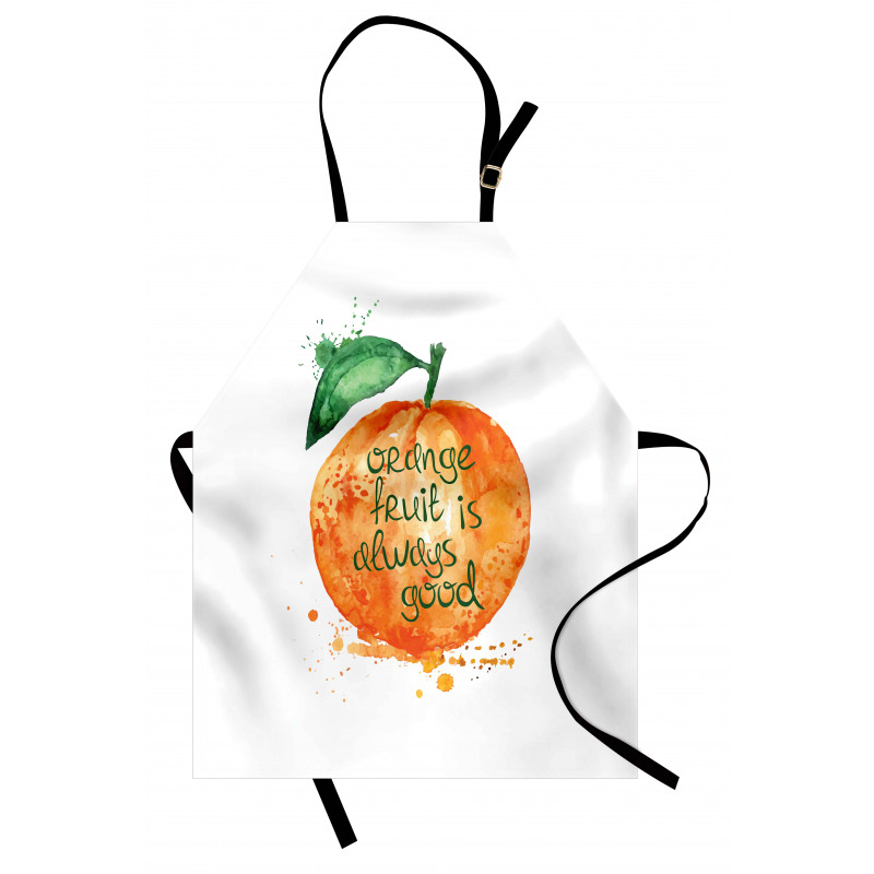 Meyve Mutfak Önlüğü Sulu Boya Tarzında Portakal Çizimi ve Yazı