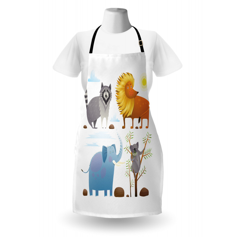 Lion Elephant Raccoon Apron