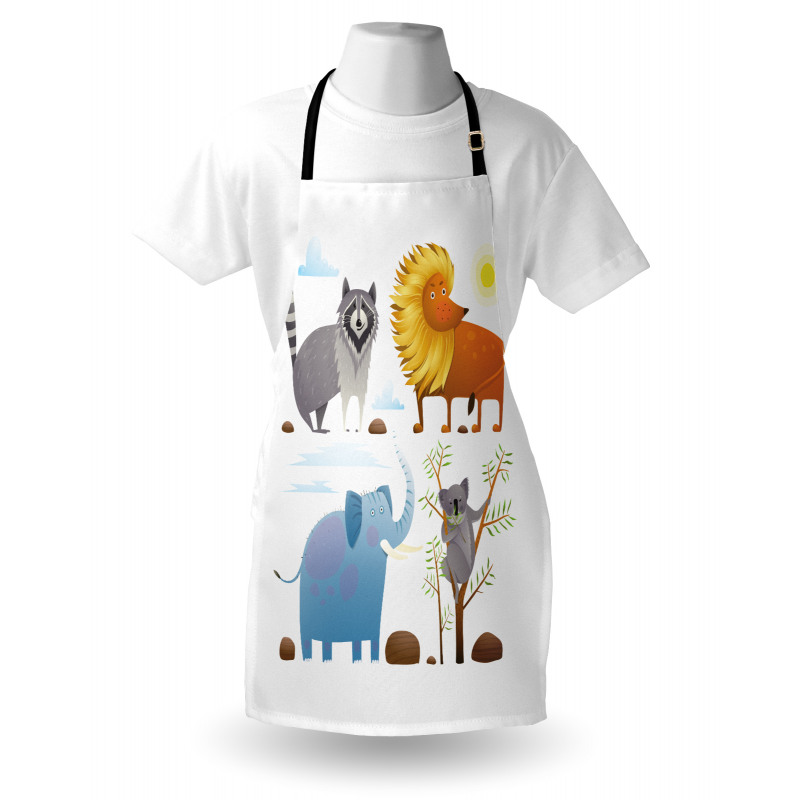 Lion Elephant Raccoon Apron