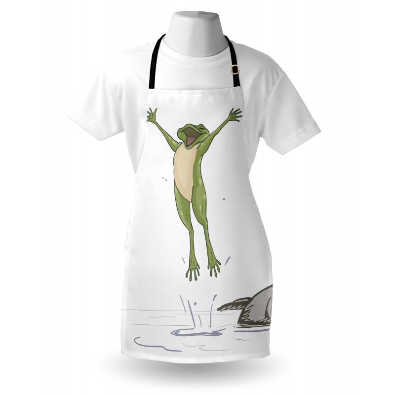 Happy Jumping Toad Humor Apron
