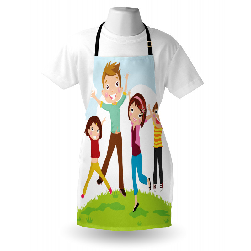 Happy Mom Dad and Kids Apron
