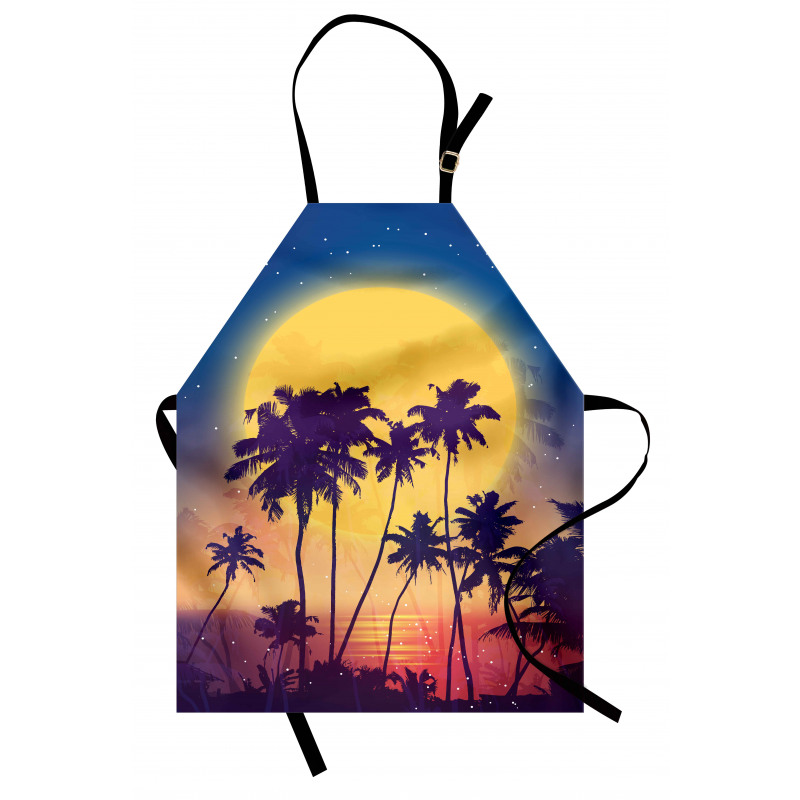 Retro Moon Rise Palms Apron