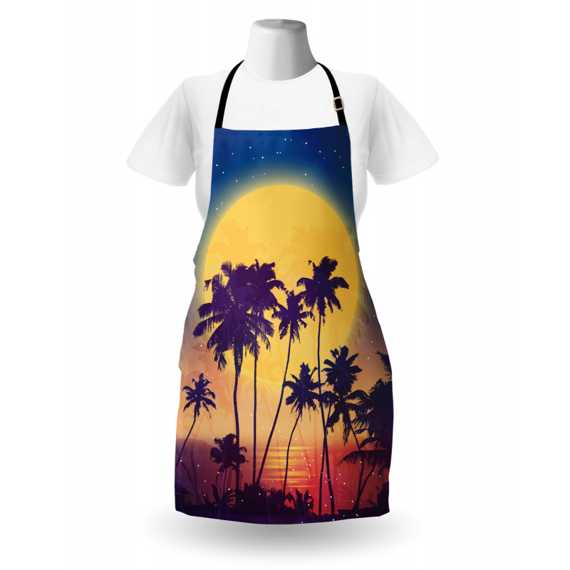 Retro Moon Rise Palms Apron