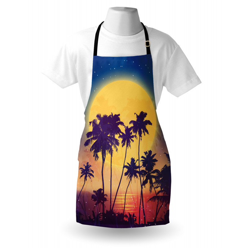 Retro Moon Rise Palms Apron