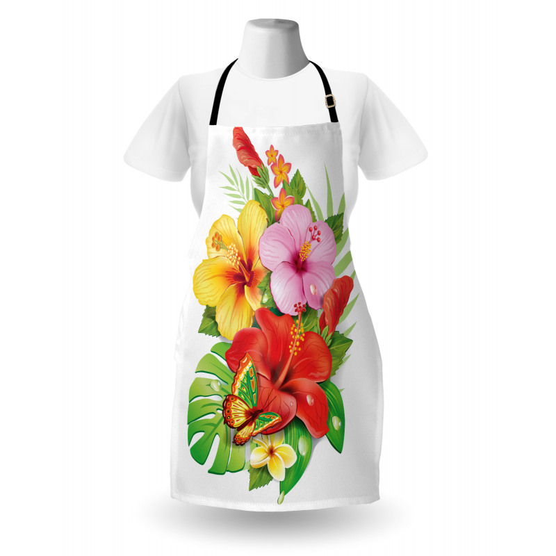 Colorful Hibiscus Blooming Apron