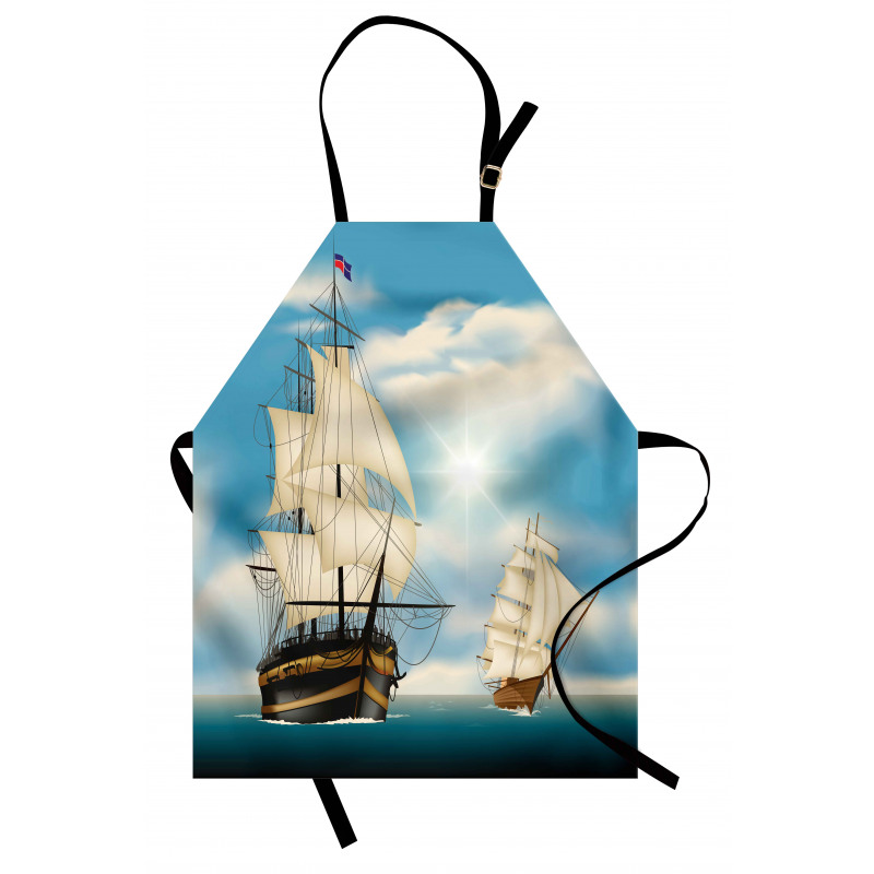 Antique Ships Navy Apron