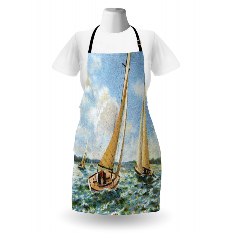 Sailing Wavy Sea Apron