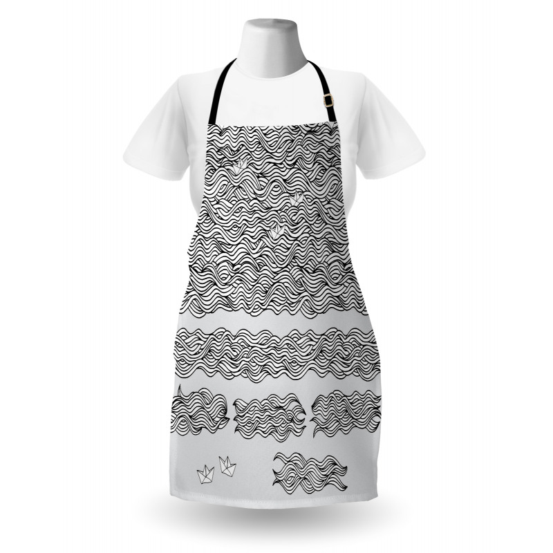 Sketchy Wavy Sea Apron