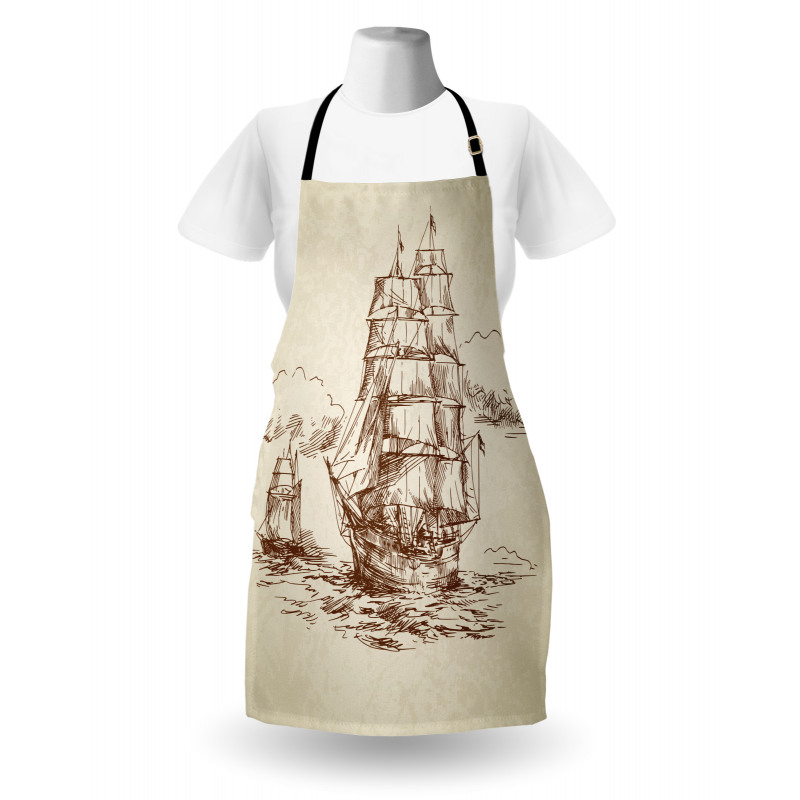 Old Ship Sketch Apron