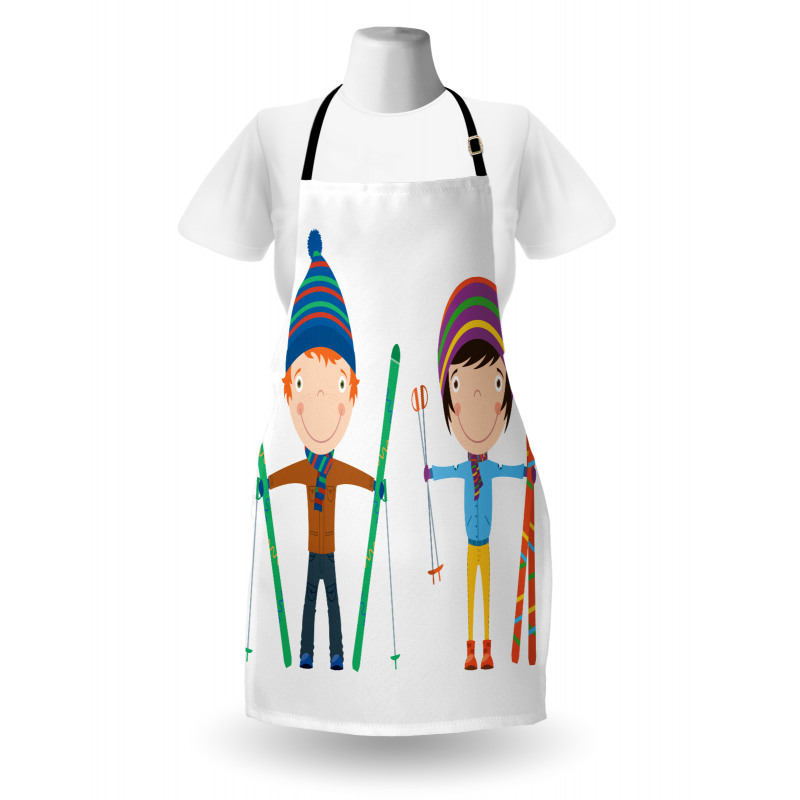 Boy and Girl Skis Apron