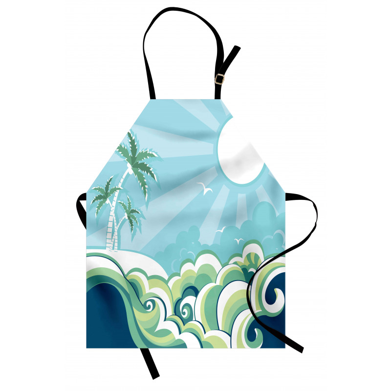 Wavy Sea Palm Trees Apron