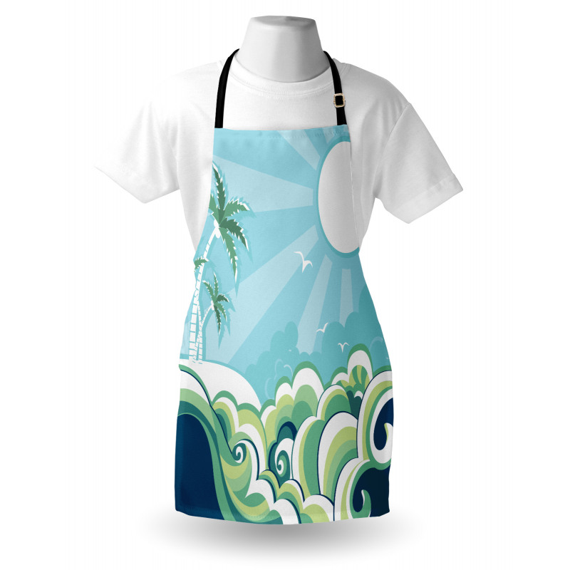 Wavy Sea Palm Trees Apron