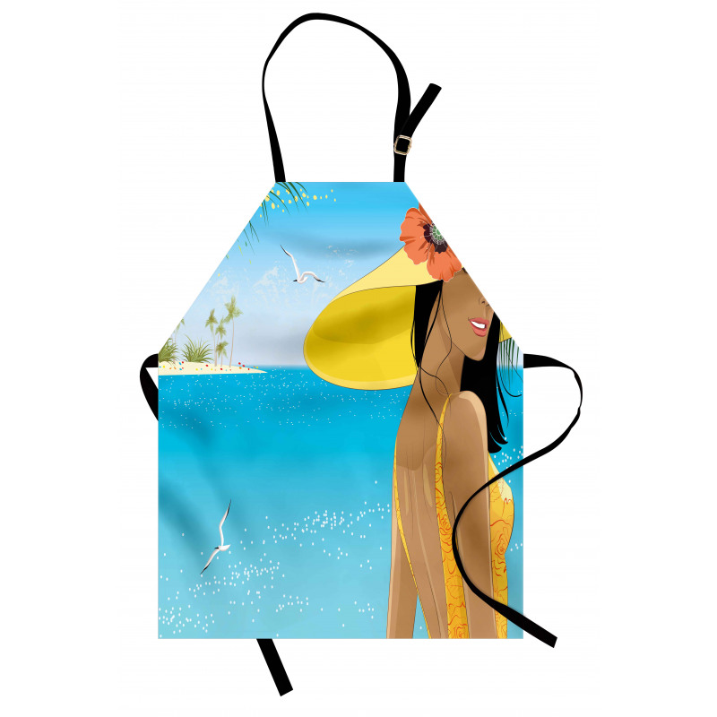 Young Woman Tropical Sea Apron