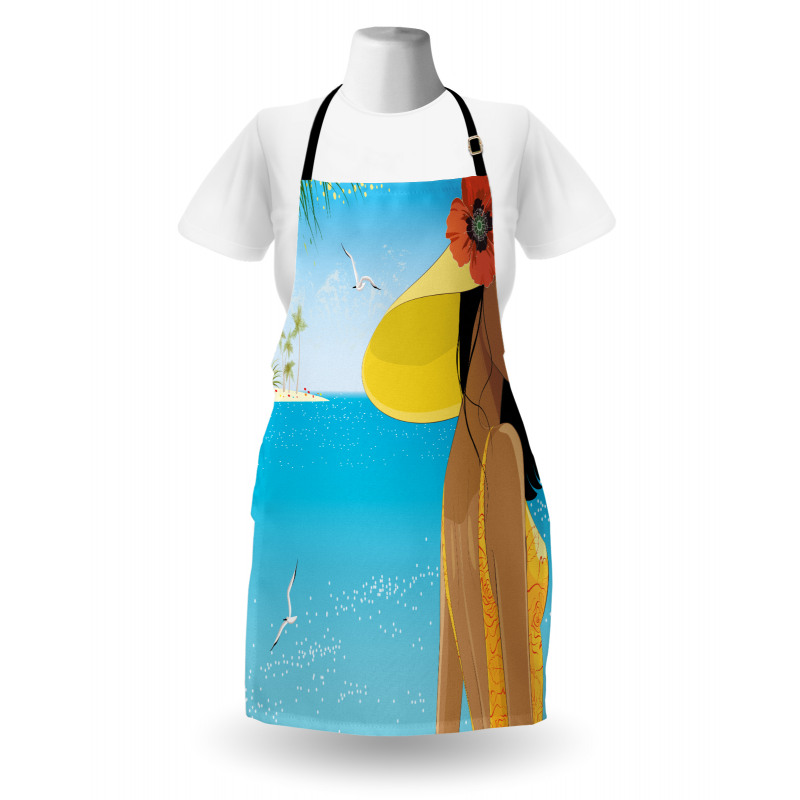 Young Woman Tropical Sea Apron