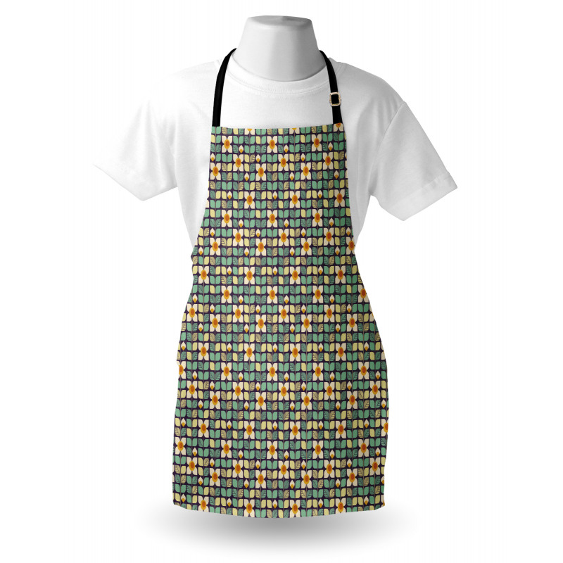 Grid Petals Leaves Stems Apron