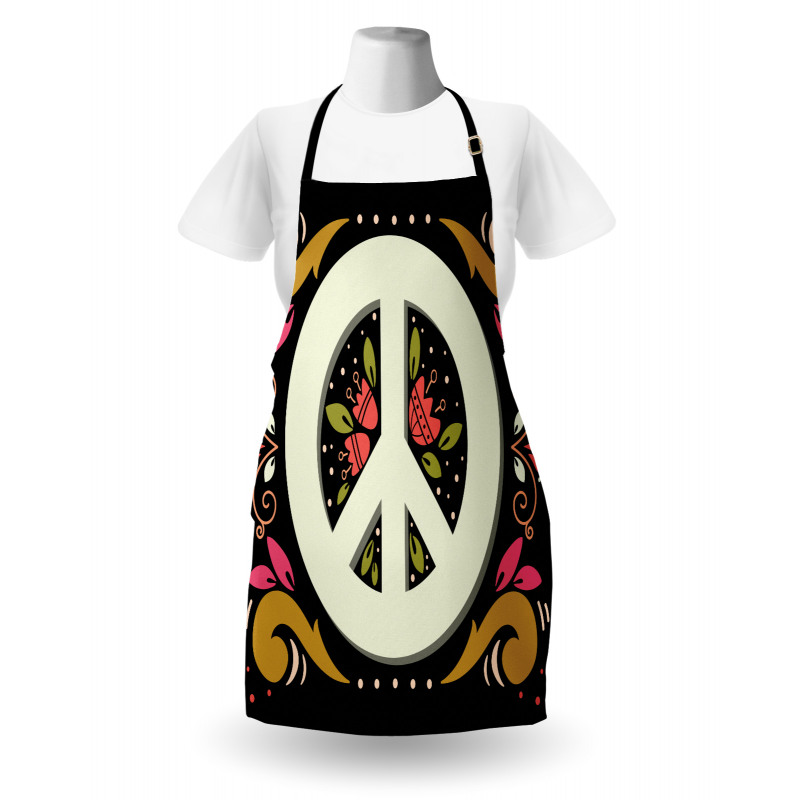 Peace Sign with Flowers Apron