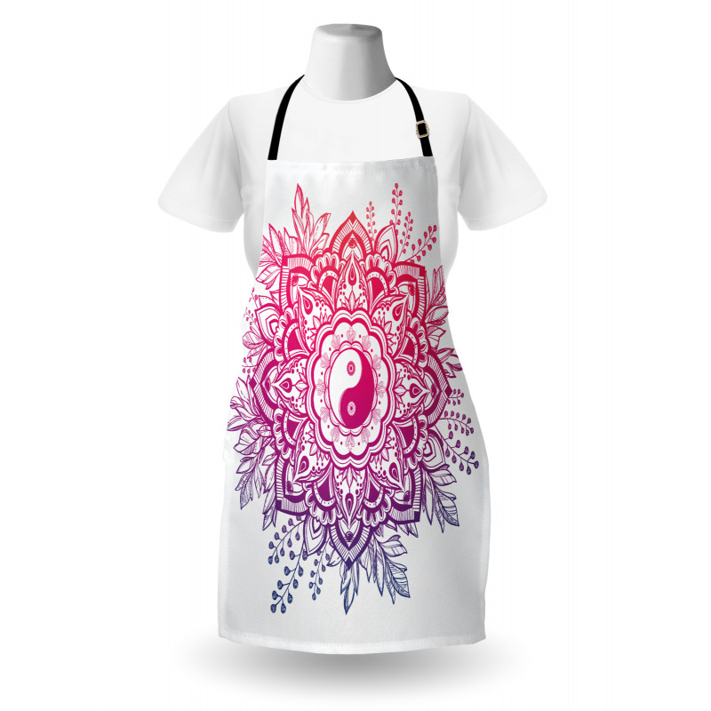 Floral Yin Yang Sign Apron