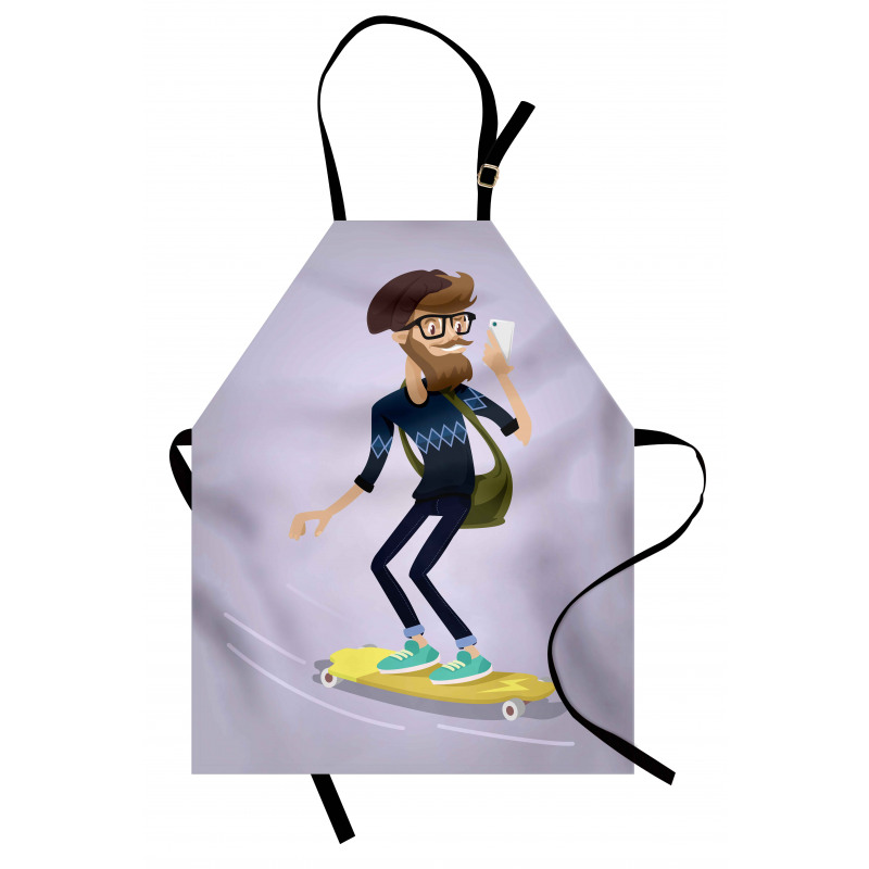 Young Man on Longboard Apron