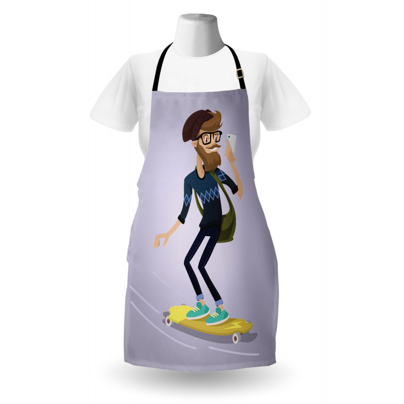 Young Man on Longboard Apron