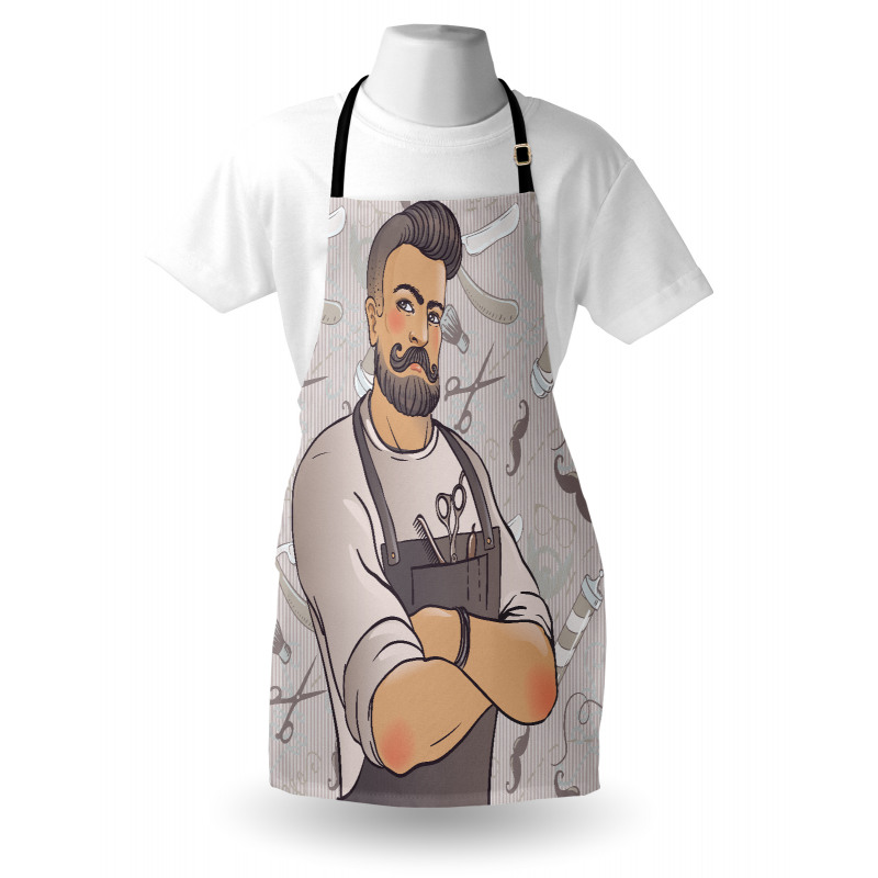 Muscular Barber Man Apron