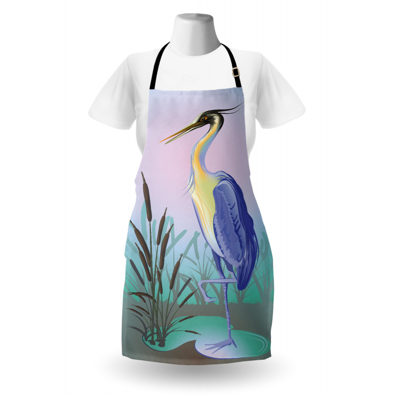 Heron with Reed Water Apron