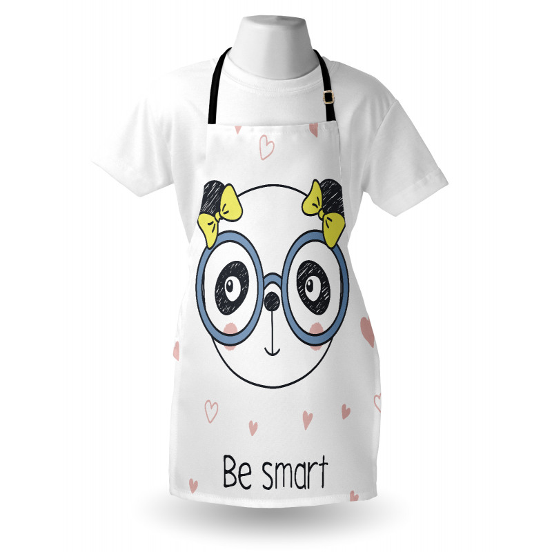 Doodle Panda Girl Glasses Apron