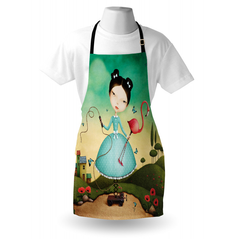 Girl and Flamingo Toy Apron