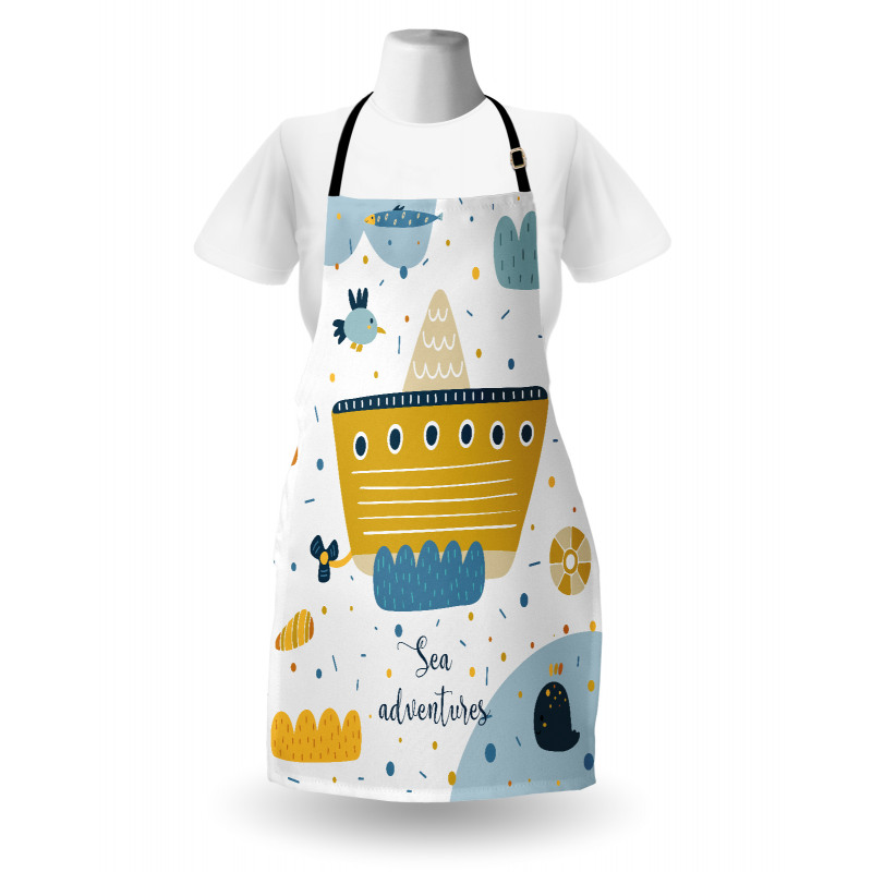 Ship and Puffy Clouds Apron
