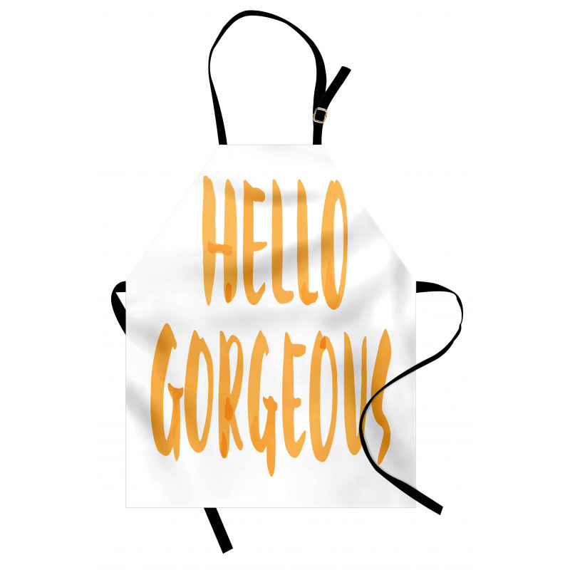 Mesaj Mutfak Önlüğü Tek Renk Zeminde Turuncu Hello Gorgeous Sözü