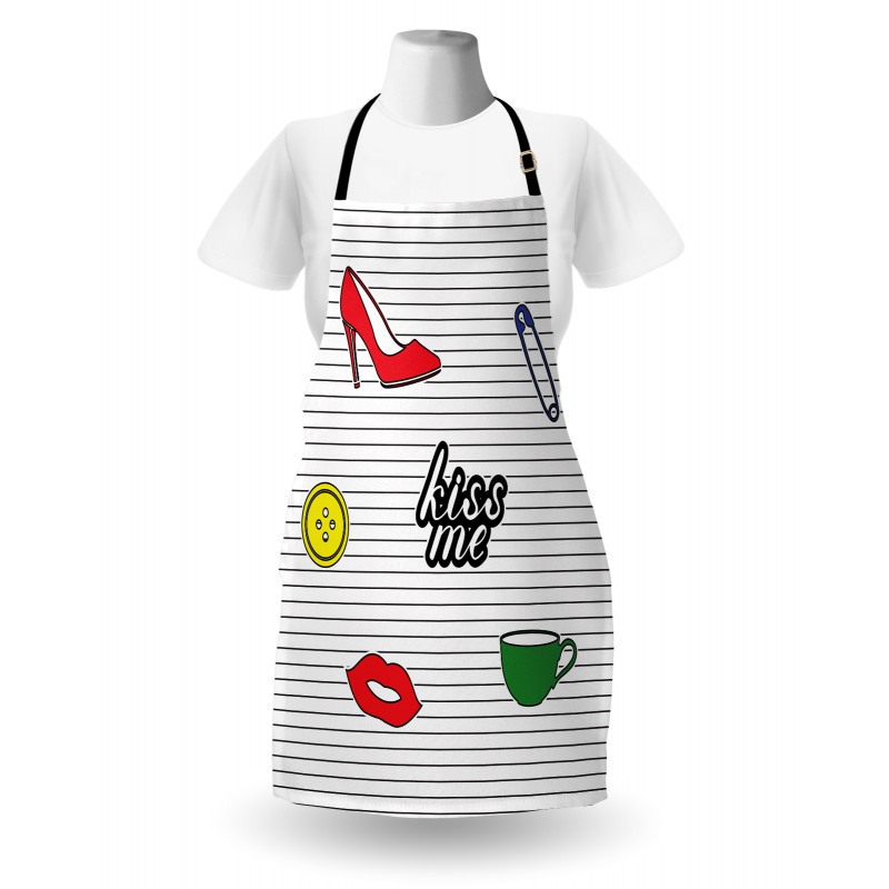 Retro Sticker Pattern Apron