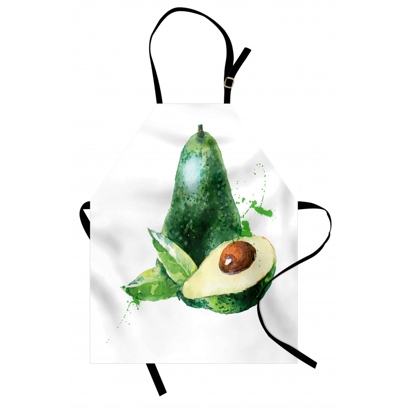 Avokado Mutfak Önlüğü Sulu Boya Tarzında Açılmış Meyveler Model